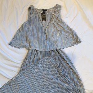 Silver maxi dress with attached necklace size XL. Great condition. Robert Louis